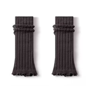 Dark Gray Ribbed Knit Leg Warmers Y2K Cozy Soft Stretch One Size